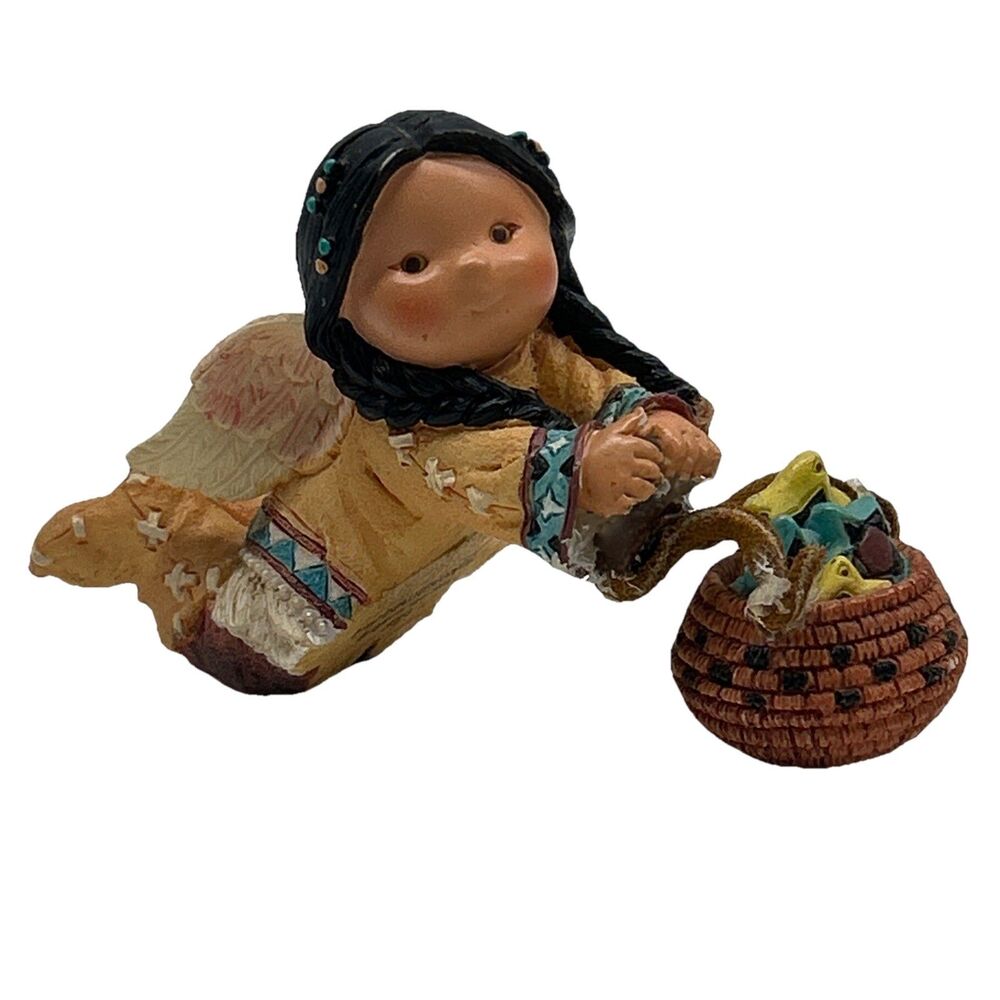 1997 Enesco Friends of the Feather Figurine Angel Shelf Sitter w‎ Basket #285153
